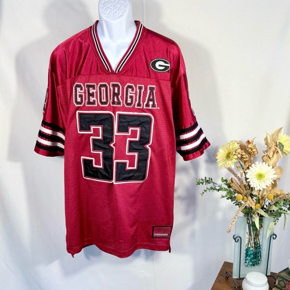 ♨️Vintage 1990s Georgia Bulldog Colosseum Athletics Jersey #33
Red Mesh Sz L💕